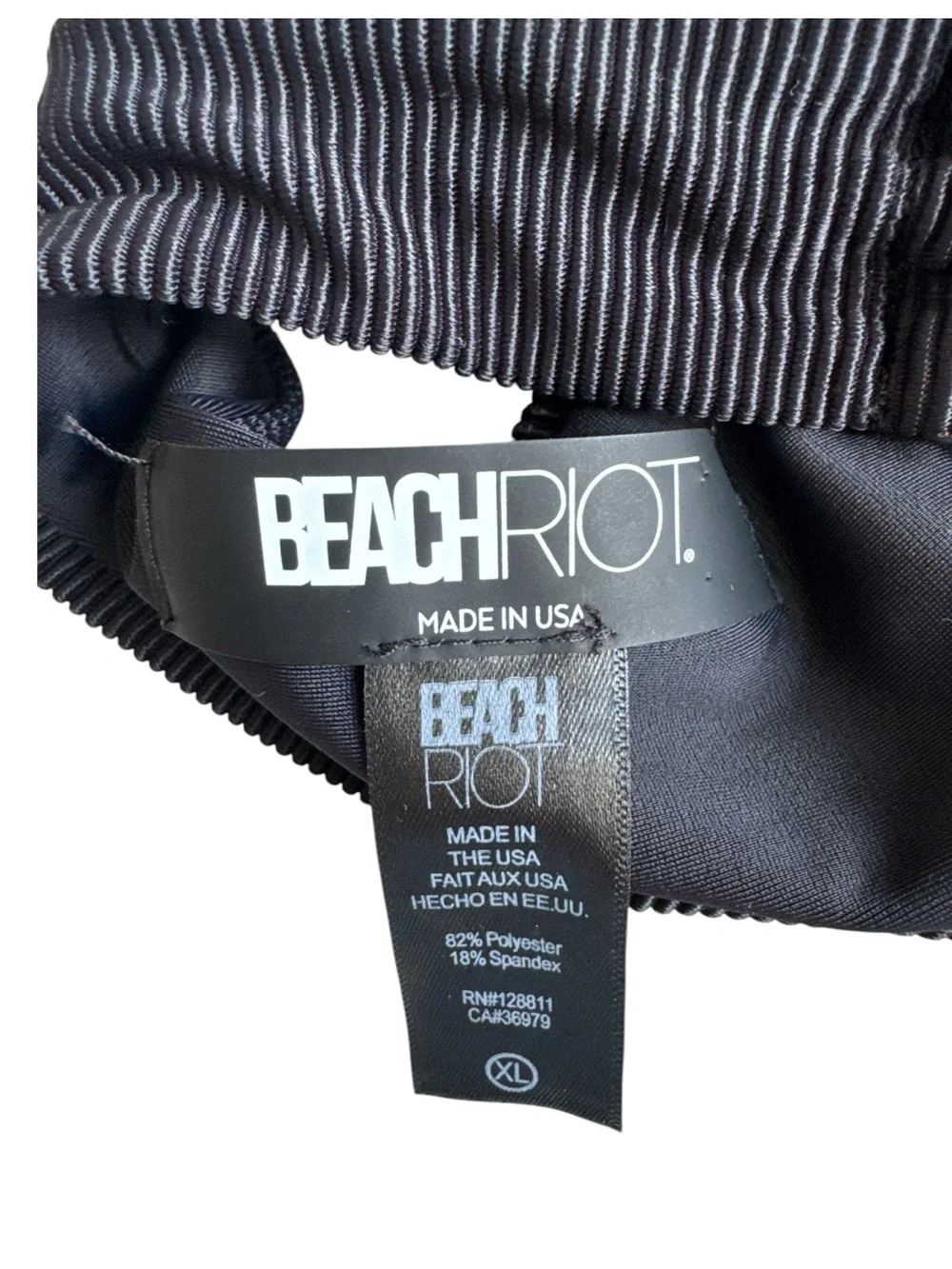 Beach Riot Blair Bikini Top - Black Ribbed XL